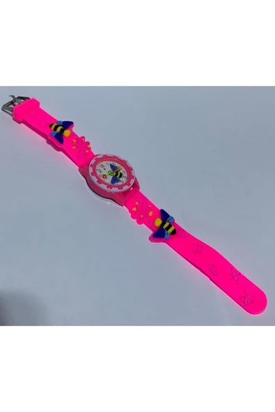 abnturk Pembe Renk Kız Çocuk Analog Kol Saati 3D Silikon Kordonlu Saat