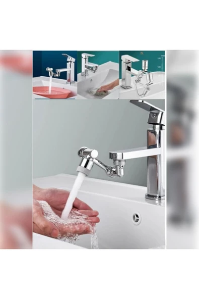 abnturk 1080 Derece Dönebilen Robotik Kol Musluk Başlığı Musluk Uzatma Aparatı Ucu
