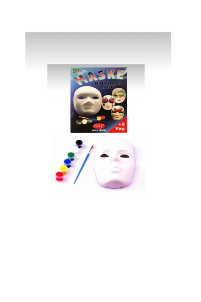 abnturk Maske Boyama Seti 1 Adet Karton Maske 6 Farklı Renk Akrilik Boya Ve Fırça Eğlenirken Öğren - 3