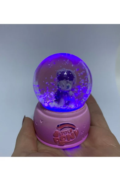 abnturk 6cm Mini Işıklı Renkli Pony Sevimli Kar Küresi - 3