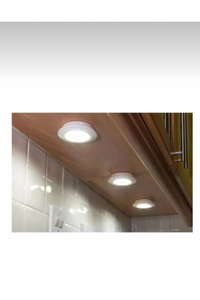 abnturk Süper kaliteli 3lü kumandalı Yapışkanlı kablosuz Pilli Led Spot lamba Işıldak - 2