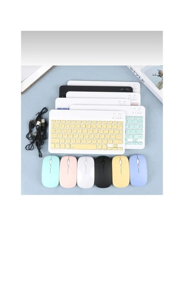 abnturk Bluetooth Kablosuz Klavye Ve Mouse Seti Tüm Cihazlara Uyumlu Telefon Tablet Taşınabilir - 4