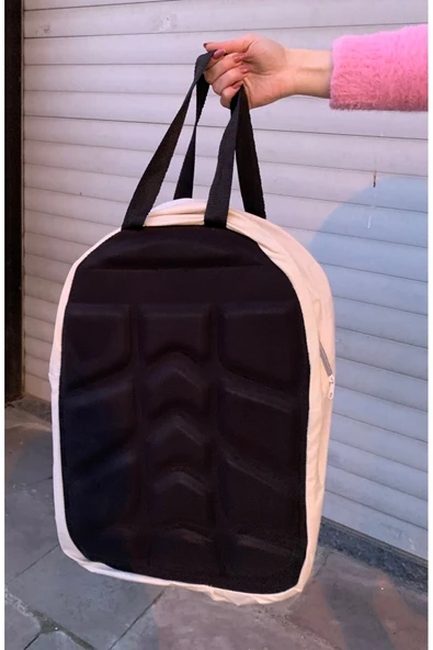 abnturk Krem Siyah Renkli Orta Kaliteli Çok Amaçlı El Çantası 35x55 Cm