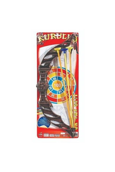 abnturk Büyük Boy Oyuncak Ok Yay Seti Hedef Tahtası 3 Adet Oklu Uzun Menzilli  Ok Yay Seti 57 Cm - 2