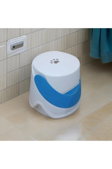 abnturk 25*24 Cm Mavi Renk Plastik Kaydırmaz Çocuk Tabure Ve Sandalyesi - Katlanır Pati figürlü - 2