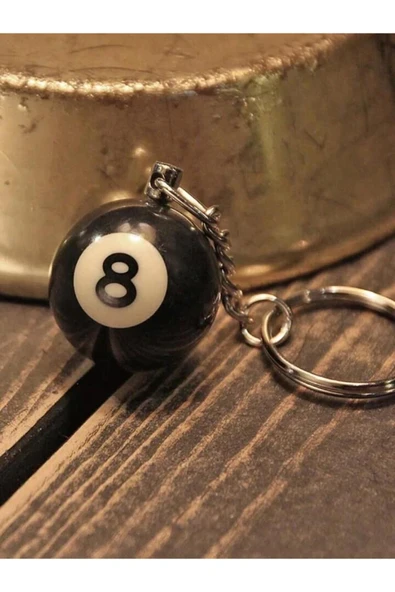 abnturk 8 no  Büyük Boy Bilardo Topu Anahtarlık  Ø 4 cm Çapında Yeşil Renk Emsalsiz Hobi Tarz Hediye