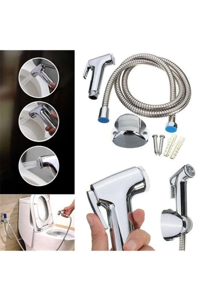 abnturk Hortumlu Taharet Duş Sistemi Komple Set,tetikli Taharet Fıskiyesi,banyo Wc Temizlik Temizlik Seti