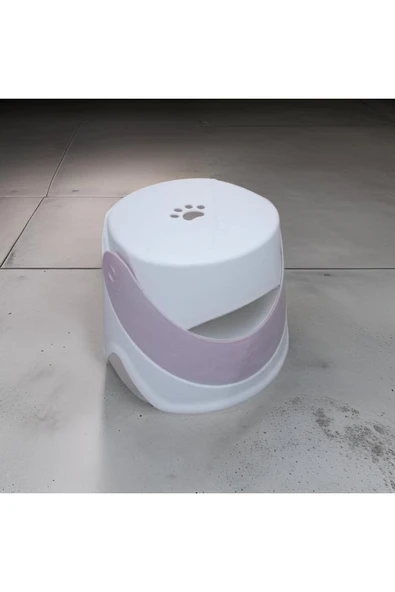 abnturk 25*24 Cm Pembe Renk Plastik Kaydırmaz Çocuk Tabure Ve Sandalyesi - Katlanır Pati figürlü - 3