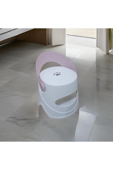 abnturk 25*24 Cm Pembe Renk Plastik Kaydırmaz Çocuk Tabure Ve Sandalyesi - Katlanır Pati figürlü