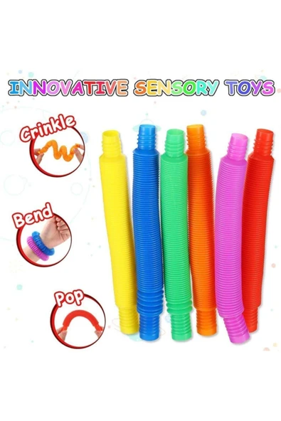 abnturk 1 Adet Mini Pop Tüp Duyusal Oyuncaklar, Çok Renkli Streç Boru Duyusal Oyuncaklar Stres Oyuncakları 1 - 6
