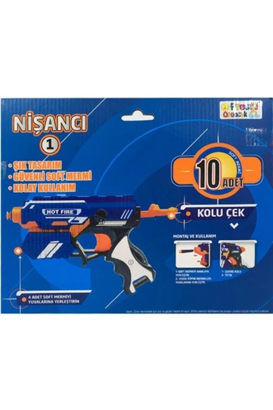 abnturk Nişancı Sünger Mermili 20m Menzilli Nerf Silahı Oyuncak Tabanca 20cm Yumuşak Mermili Nörf Silah - 2