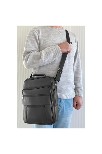 abnturk Hakiki Kuzu Deri Battal Boy Çelik Kasalı Dikey Erkek Çantası 30 X 24 X 9 Cm