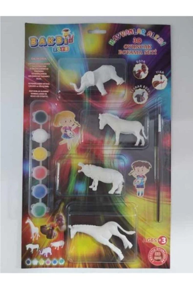 İstoç Türk Bakbi Toys Bakbi Hayvanlar Alemi Yıkanabilir 3d Oyuncak Boyama Seti