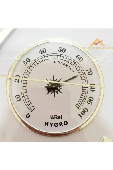 İstoçHome Termometreli Nemölçerli Duvar Saati 39cm Çaplı Metalik Gri Çerçeveli Büyük Boy Şık Duvar Saati - 5