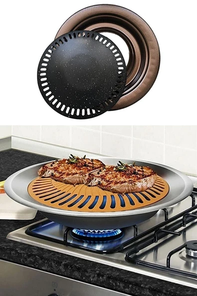 Tiger Mucize Izgara Stovetop Grill Ocak Üstü Yanmaz Yapışmaz Dumansız Grill - 3