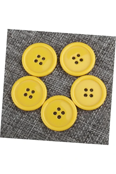 abnturk Sarı Renk Plastik Süper Kaliteli Düğme 1,8 Cm 1 Paket 5 Adet