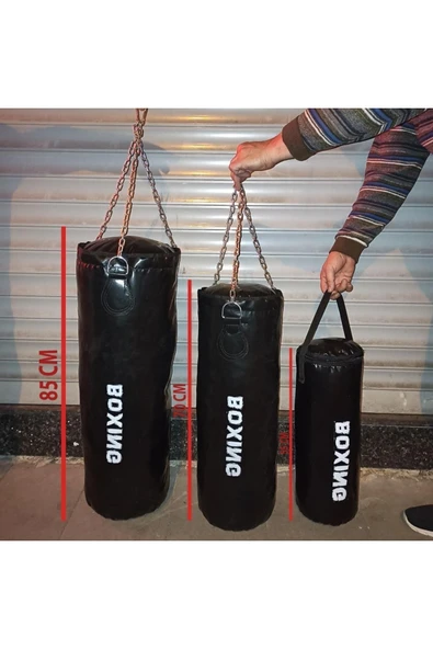 abnturk Zincirli Suni Deri 80 Cm X 30 Cm Hazır Dolu Boks Kum Torbası - 2