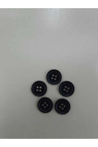 abnturk Siyah Plastik Süper Kaliteli Düğme 1,8 Cm 1 Paket 5 Adet - 3