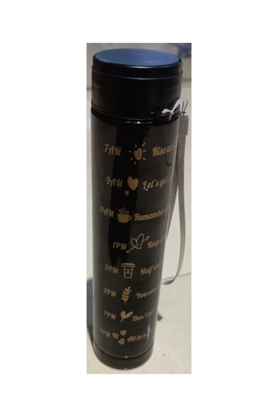 abnturk Bir adet küçük boy siyah renk taşınabilir kırılmaz koku yapmaz 300ml. motivasyonel su matarası