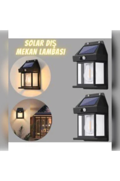 abnturk Güneş Enerjili Bahçe Aydınlatması 2’Li Paket Aplik Dekor Solar Sensörlü Bahçe Aydınlatması 2 Adet
