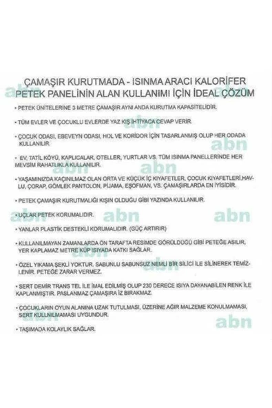 abnturk Her Kalorifere Takılan 60cm Çamaşır Askısı 5 Telli Portatif Kalorifer Tipi Hızlı Çamaşır Kurutmalığı - 5