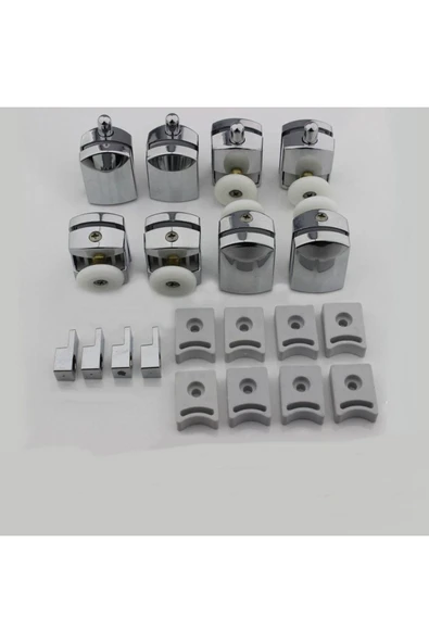 abnturk Tek Tekerli Cam Duşakabin Tekerlek Takımı 4alt 4üst=8 Adet Kromajlı Duş Kabini Teker Takımı Sistemi