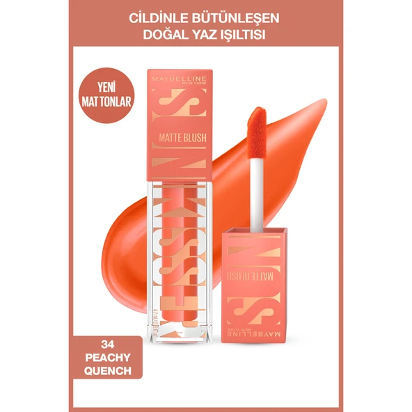 Maybelline New York Sunkisser Hazy Matte Likit Allık  - 34 Peachy Quench ürün görseli 1
