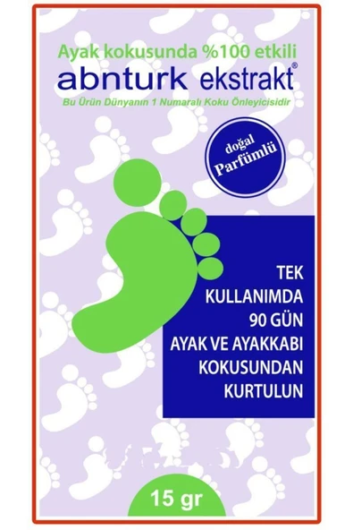 abnturk 24 Adet Doğal Parfümlü Ayak Kokusu Giderici Önleyici Sağlıklı Toz 120 Gün Etkili 15 gr X24 Poşet