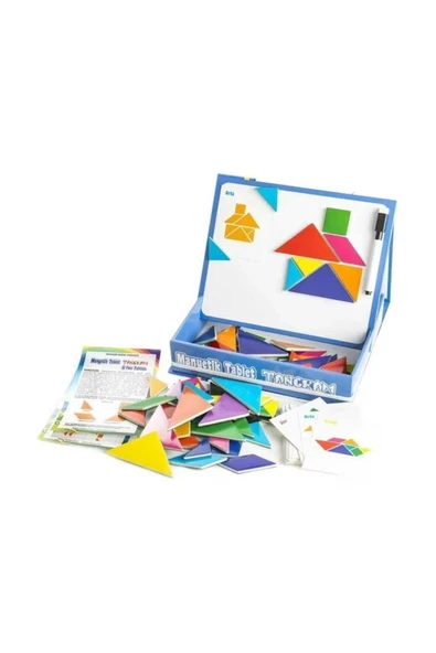 abnturk Manyetik Tablet Tangram Yazı Tahtası Eğitici, Öğretici Ve Zeka Geliştirici 96 Parça Oyun