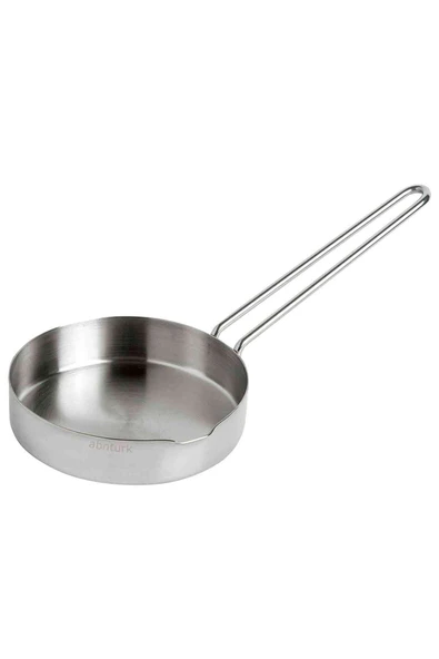 abnturk 14cm Basık Kenarlı Mini Tava Ultra Lüks Paslanmaz Çelik Sos Tavası Metal Saplı Çok Amaçlı Kaçerola - 1
