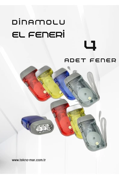 LEDON 4 Adet Tüm Aileye Deprem Için Pilsiz Dinamolu 3 Ledli El Feneri Deprem Feneri Pilsiz Fener Karışık - 1