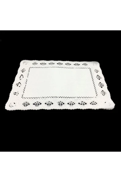 abnturk 10 Adet Dantel Modeli Kağıt Dikdörtgen Tepsi Altlığı 26x37cm Kağıt Altlık Peçete - 2