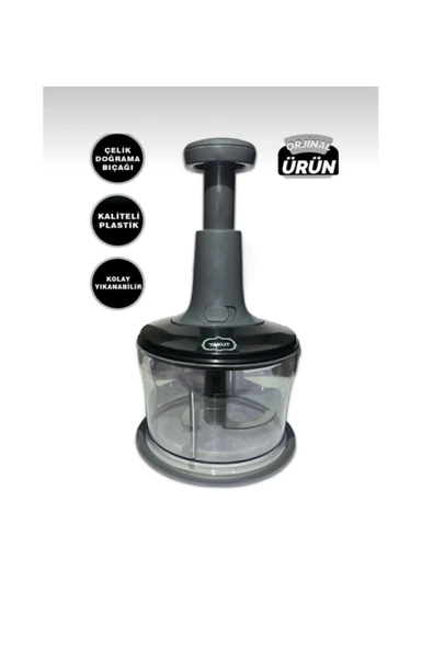 abnturk Paslanmaz Çelik Bıçaklı Üstten Basmalı El Rondosu El Blender Pratik Doğrayıcı