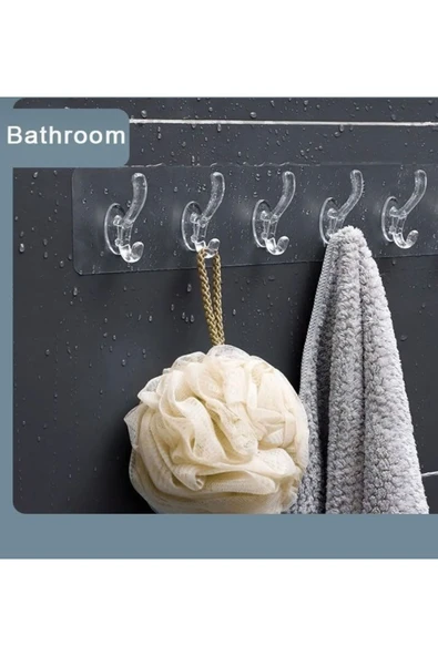 abnturk Kapı Arkası Mutfak Duvar Banyo Askı -5 Li Kendinden Yapışkanlı - 2