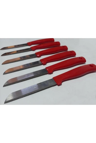 abnturk Orjinal Alman Solingen Testere Ağız Simli Kırmızı Sap 19cm 6lı - 2