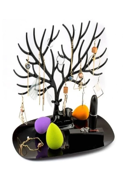 abnturk Siyah Geyik Tasarımlı Takı Mücevher Standı Ağaç Dallı Kolye Yüzük Küpe Takı Askısı