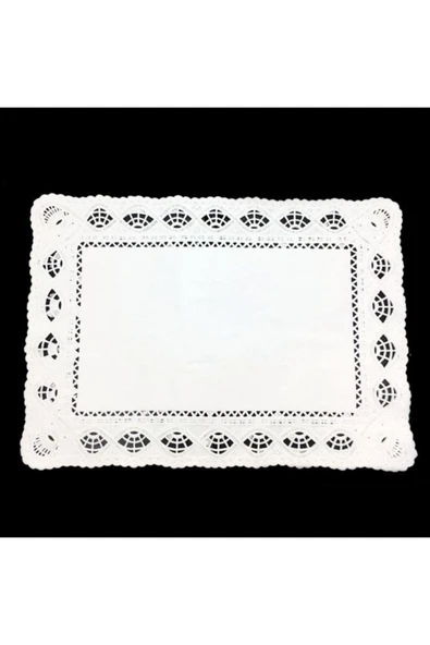 abnturk 10 Adet Dantel Modeli Kağıt Dikdörtgen Tepsi Altlığı 26x37cm Kağıt Altlık Peçete - 1