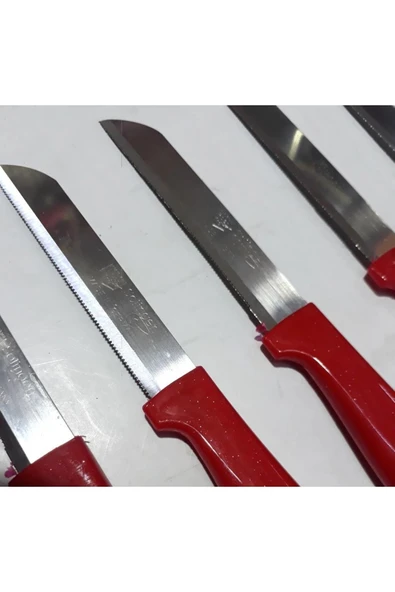 abnturk Orjinal Alman Solingen Testere Ağız Simli Kırmızı Sap 19cm 6lı - 6
