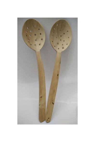 abnturk Şimşir Delikli Kevgir Kaşık 28 Cm El Yapımı B-4 - 1