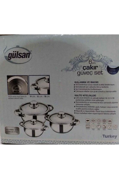 İstoç Türk Gülsan Çakır 6 Parça Güveç Set Paslanmaz Çelik ,çelik Kapak C-1 - 5