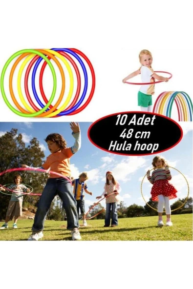 abnturk 10 Adet Bel Çevirme Çemberi Hulahop Renkli Hula Hop 48 cm Hulalop Çember Jimnastik Çemberi Hulohop