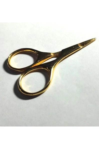 abnturk 7cm Altın Kaplama Beauty Kaş Bıyık Düzeltme Makası Full Çelik Süper Keskin Güzellik Makyaj Makası - 4