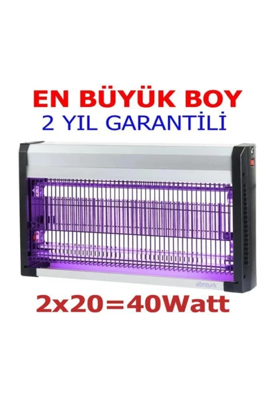 abnturk 40 Watt Mor Işıklı Yeni Nesil Sinek Öldürücü 2x20W Cızz Sivrisinek Yokedici Tavana Asılan 2 Lambalı
