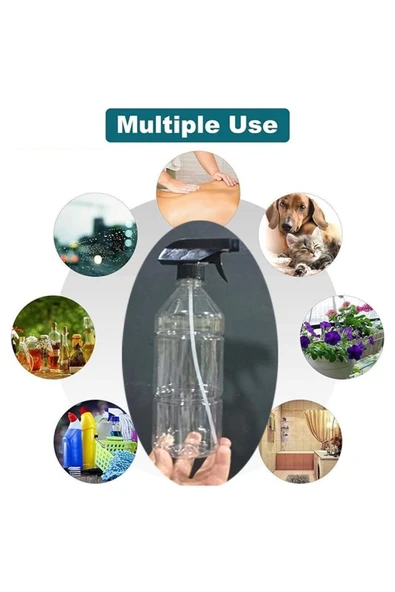 abnturk Fonksiyonlu Şeffaf Sprey Şişesi 1000ml Tetikli Sprey Bidonu Su Kabı, Berber Fısfısı Boş Şişe