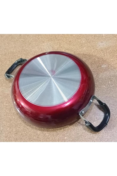 abnturk 4 Adet Çift Kulplu Teflon Sağan 18cm Yumurta Sahanı Dışı Kırmızı ince Alüminyum Piyasa+Pazar Malıdır - 2