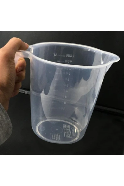 abnturk Şeffaf Kırılmayan Plastikten Kulplu Sürahi Tipi 1 Litre Ölçü Kabı Çok Amaçlı Dereceli Ölçek Kap - 4