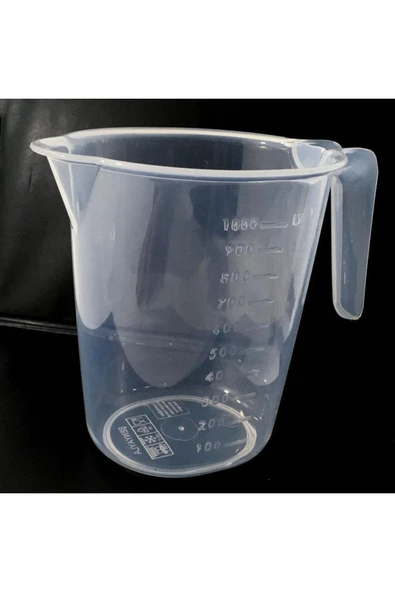 abnturk Şeffaf Kırılmayan Plastikten Kulplu Sürahi Tipi 1 Litre Ölçü Kabı Çok Amaçlı Dereceli Ölçek Kap - 2