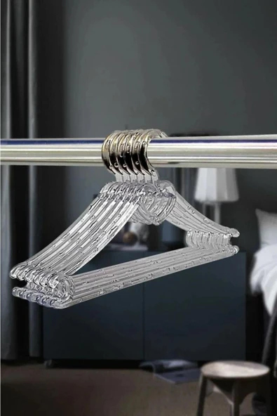 abnturk Şeffaf Kristal Askı 12 Adet Çocuk Elbise Askısı Bebek Askısı Kalp Askı Genişlik 27cm - 1