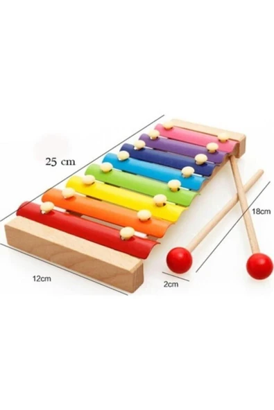 abnturk Eğitici Ahşap Ksilofon 8 Nota 8 Ton 25 Cm 8 Tuşlu Sesli Selefon-ksilifon Oyuncak - 3