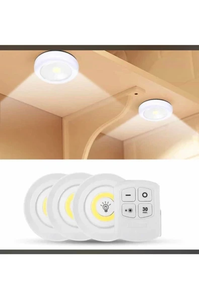 Kumandalı 3 Lü Spot Led Lamba - Pilli - 3